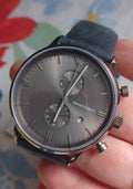 Shop Authentic Emporio Armani Classic Grey Dial Grey Leather Strap Watch For Men - AR0388 - Luxxuri
