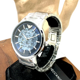  Shop Authentic Emporio Armani Renato Automatic Blue Dial Silver Steel Strap Watch For Men - AR60037 - Luxxuri