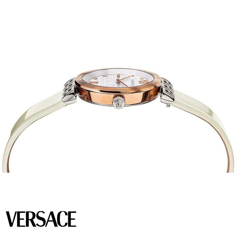 Versace Greca White Dial White Leather Strap Watch for Women - VELW00120