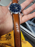  Shop Authentic Fossil Minimalist Blue Dial Brown Leather Strap Watch for Men - FS5304 - Luxxuri
