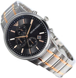  Shop Authentic Emporio Armani Renato Chronograph Black Dial Two Tone Steel Strap Watch For Men - AR11165 - Luxxuri