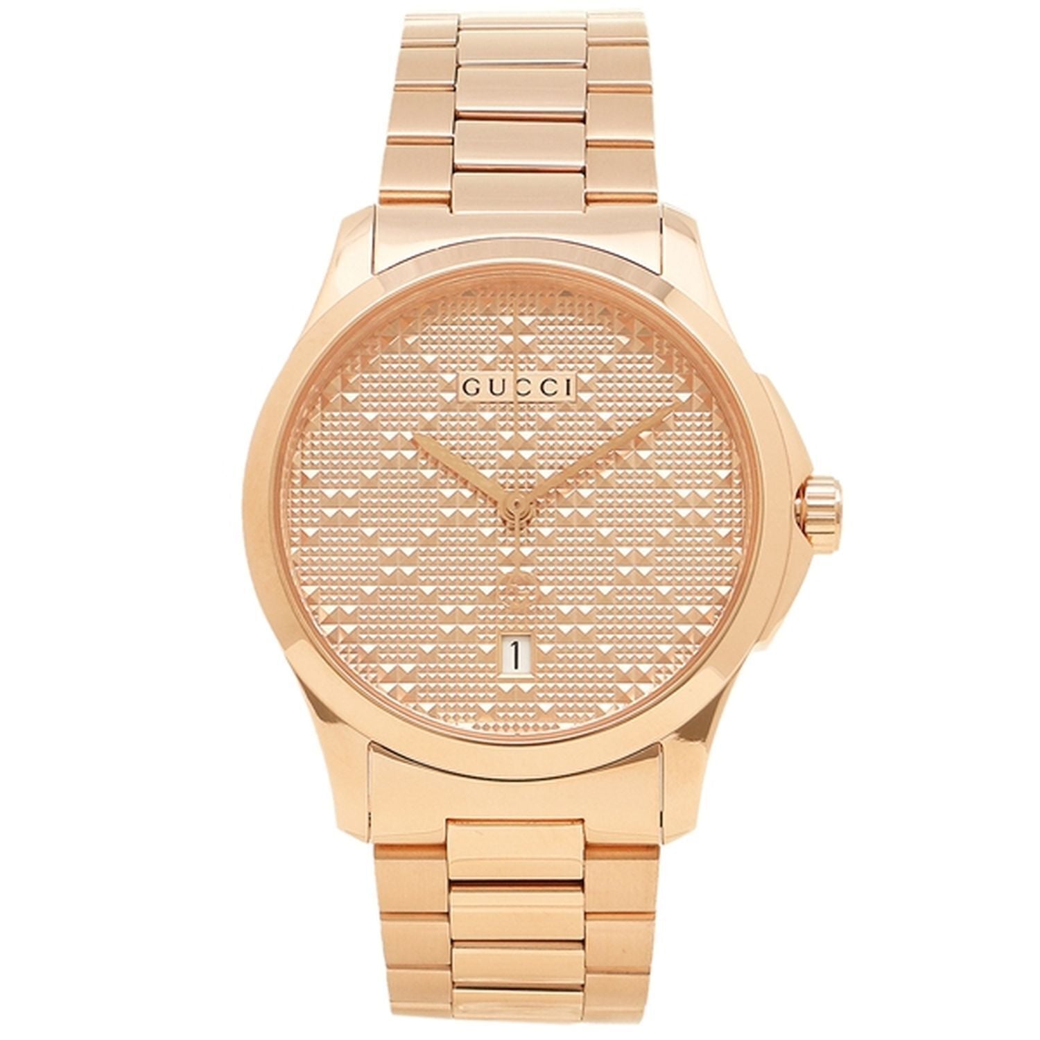  Shop Authentic Gucci G Timeless Quartz Gold Dial Gold Steel Strap Watch For Women - YA126482 - Luxxuri