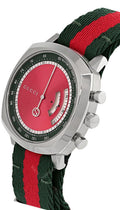  Shop Authentic Gucci Grip Quartz Chronograph Red Dial Two Tone NATO Strap Watch for Men - YA157304 - Luxxuri