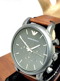  Shop Authentic Emporio Armani Classic Chronograph Black Dial Brown Leather Strap Watch For Men - AR1919 - Luxxuri