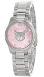  Shop Authentic Gucci G Timeless Quartz Mother of Pearl Pink Dial Silver Steel Strap Watch For Women - YA1265013 - Luxxuri