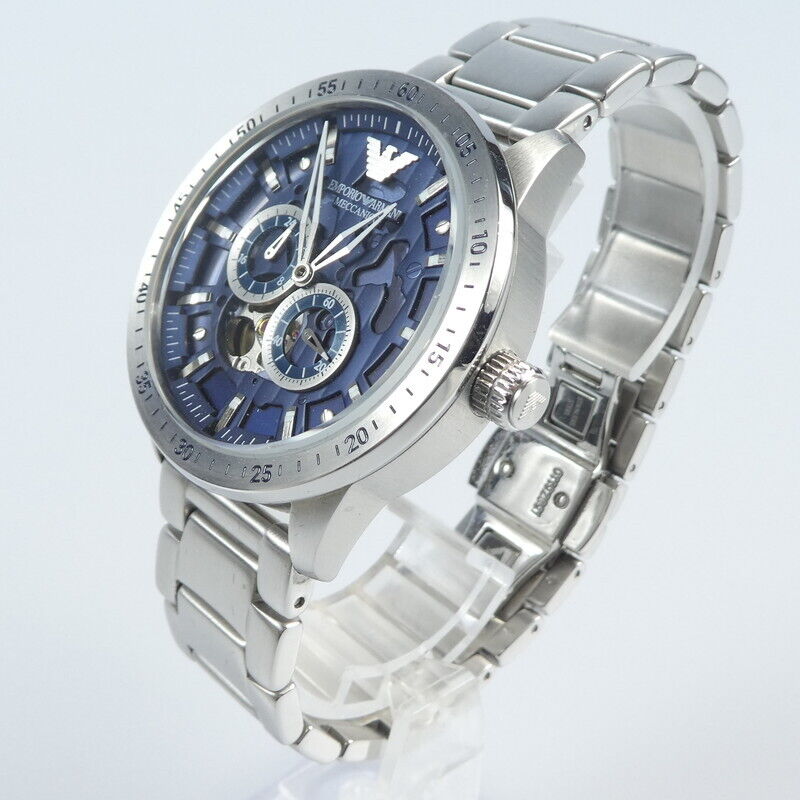  Shop Authentic Emporio Armani Mario Chronograph Automatic Blue Dial Silver Steel Strap Watch For Men - AR60052 - Luxxuri