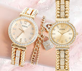  Shop Authentic Guess Gala Diamonds Gold Dial Gold Steel Strap Watch for Women - GW0401L2 - Luxxuri