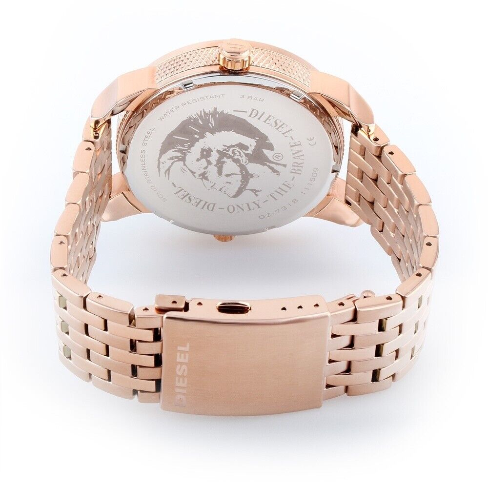 Diesel Mini Daddy Rose Gold Dial Rose Gold Steel Strap Watch For Men - DZ7318