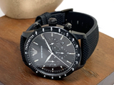  Shop Authentic Emporio Armani Mario Chronograph Quartz Black Dial Black Nylon Strap Watch For Men - AR11453 - Luxxuri