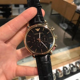  Shop Authentic Emporio Armani Luigi Chronograph Black Dial Black Leather Watch For Men - AR1917 - Luxxuri
