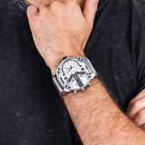  Shop Authentic Diesel Mr. Daddy Chronograph Silver Dial Silver Steel Strap Watch For Men - DZ7421 - Luxxuri