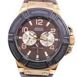  Shop Authentic Guess Rigor Analog Brown Dial Brown Leather Strap Watch For Men - W0040G3 - Luxxuri