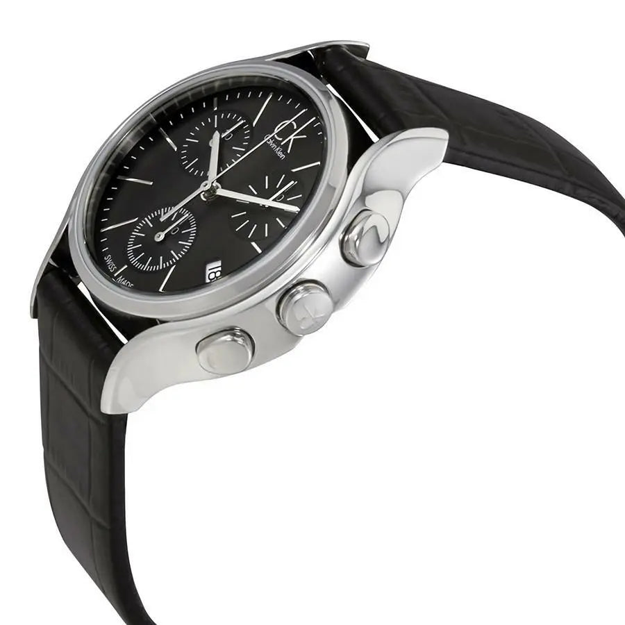  Shop Authentic Calvin Klein Skirt Chronograph Black Dial Black Leather Strap Watch for Men - K2U291C1 - Luxxuri