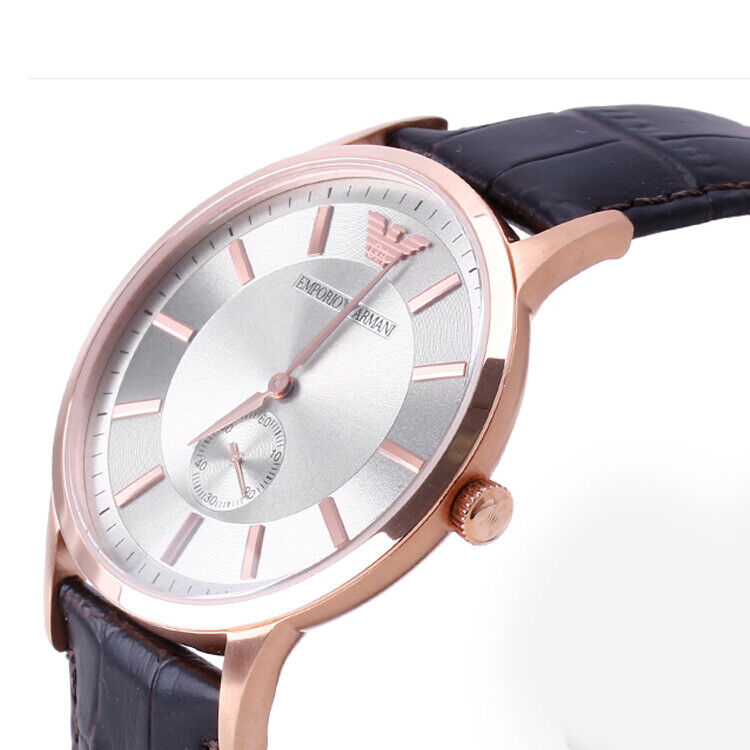  Shop Authentic Emporio Armani Classic Analog Silver Dial Brown Leather Strap Watch For Men - AR9101 - Luxxuri