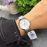  Shop Authentic Emporio Armani Gianni T Bar White Marble Dial Silver Steel Strap Watch For Women - AR11170 - Luxxuri