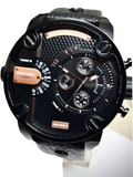  Shop Authentic Diesel Little Daddy Chronograph Black Dial Black Leather Strap Watch For Men - DZ7291 - Luxxuri