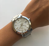  Shop Authentic Burberry The City Silver Dial Silver Steel Strap Watch for Men - BU9037 - Luxxuri