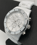  Shop Authentic Emporio Armani Ceramic Chronograph White Dial White Ceramic Strap Watch For Men - AR1424 - Luxxuri