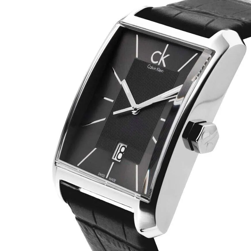 Shop Authentic Calvin Klein Window Black Dial Black Leather Strap Watch for Men - K2M21107 - Luxxuri