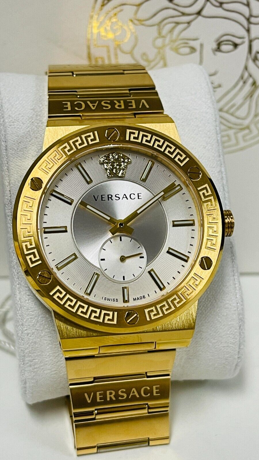  Shop Authentic Versace Greca Silver Dial Gold Steel Strap Watch for Men - VEVI00520 - Luxxuri