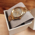  Shop Authentic Michael Kors Janelle Quartz Gold Dial Gold Steel Strap Watch For Women - MK7088 - Luxxuri