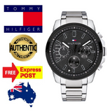  Shop Authentic Tommy Hilfiger Iconic Quartz Black Dial Silver Steel Strap Watch for Men - 1791564 - Luxxuri