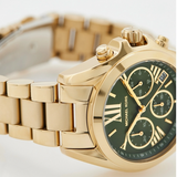  Shop Authentic Michael Kors Bradshaw Chronograph Green Dial Gold Steel Strap Watch For Women - MK7257 - Luxxuri