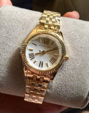  Shop Authentic Michael Kors Lexington Quartz Silver Dial Gold Steel Strap Watch For Women - MK3229 - Luxxuri