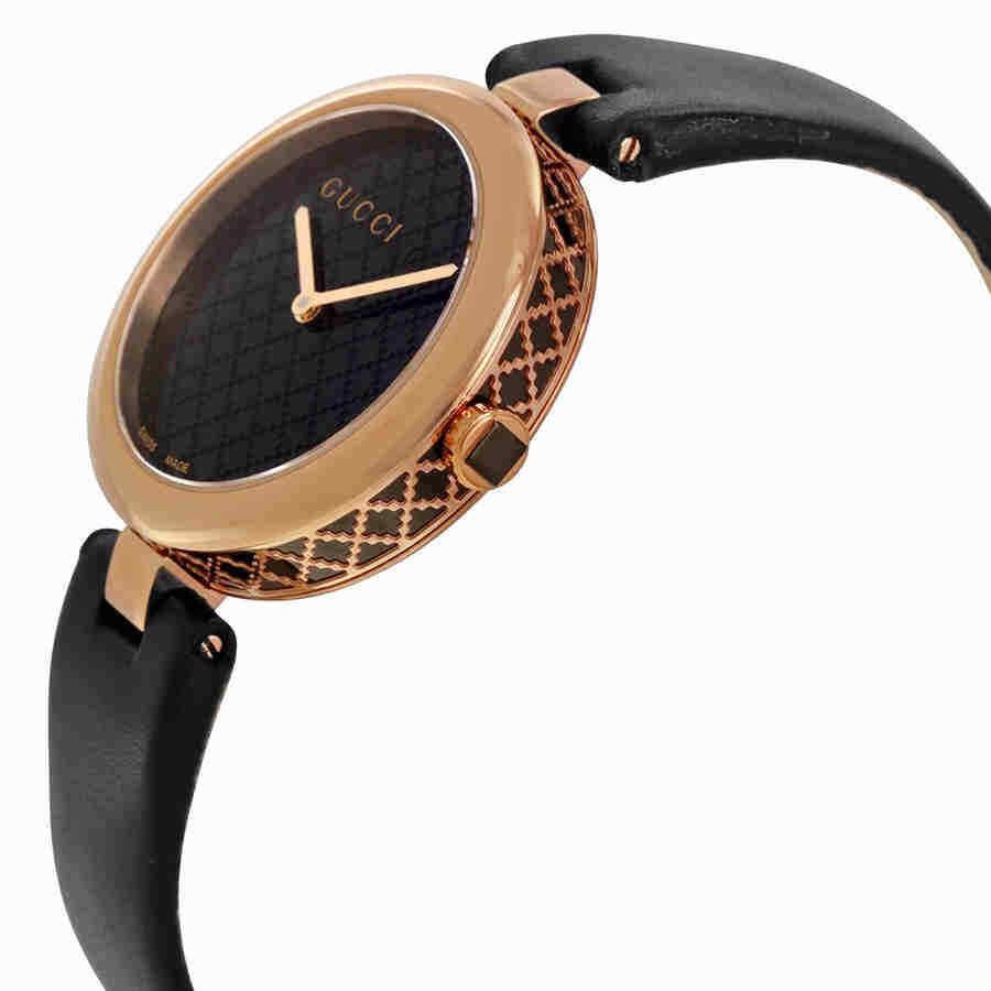  Shop Authentic Gucci Diamantissima Quartz Black Dial Black Leather Strap Watch for Women - YA141401 - Luxxuri