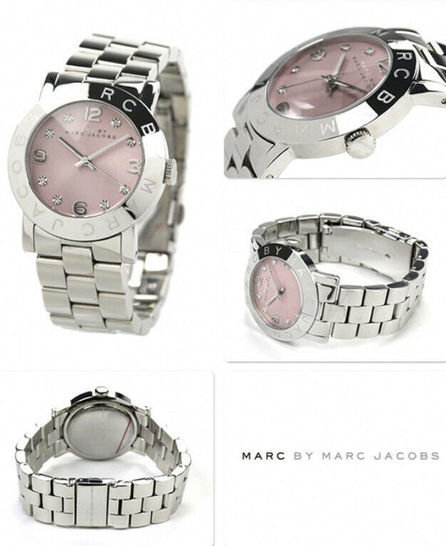  Shop Authentic Marc Jacobs Amy Life Pink Dial Silver Steel Strap Watch for Women - MBM3300 - Luxxuri