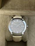  Shop Authentic Burberry The City Silver Dial Beige Leather Strap Unisex Watch - BU9010 - Luxxuri