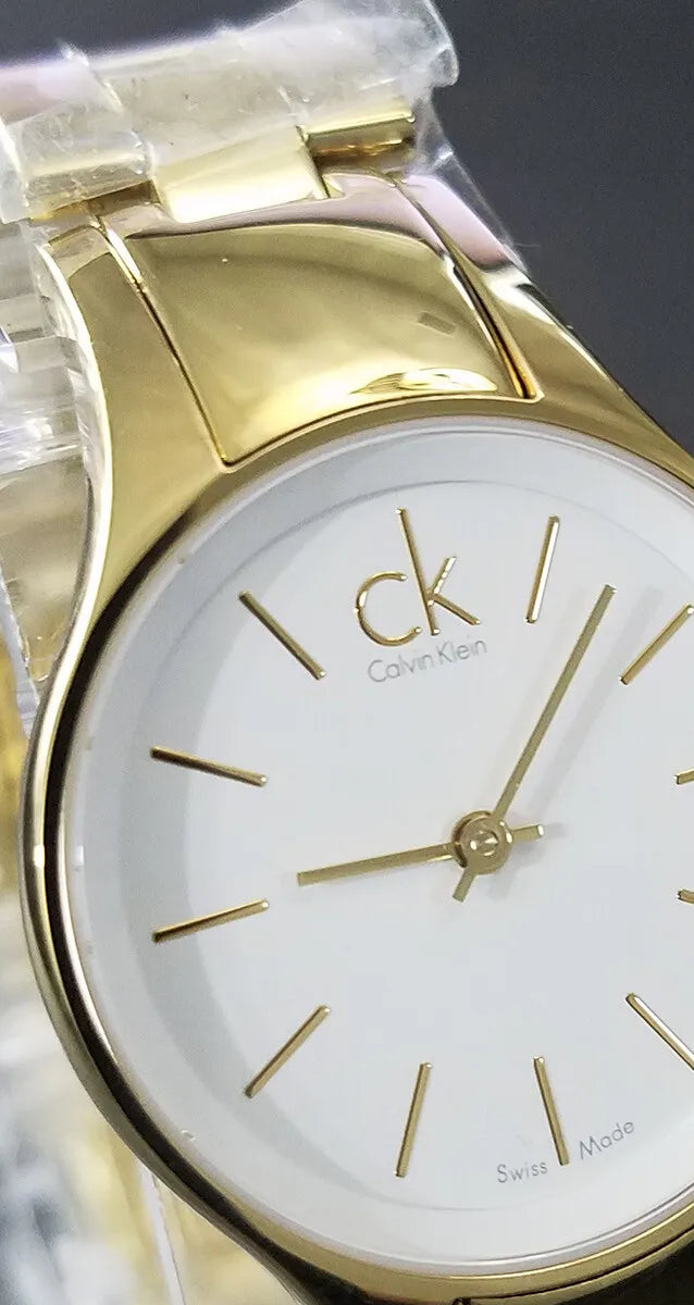  Shop Authentic Calvin Klein Simplicity White Dial Gold Steel Strap Watch for Women - K4323212 - Luxxuri
