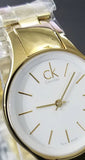  Shop Authentic Calvin Klein Simplicity White Dial Gold Steel Strap Watch for Women - K4323212 - Luxxuri