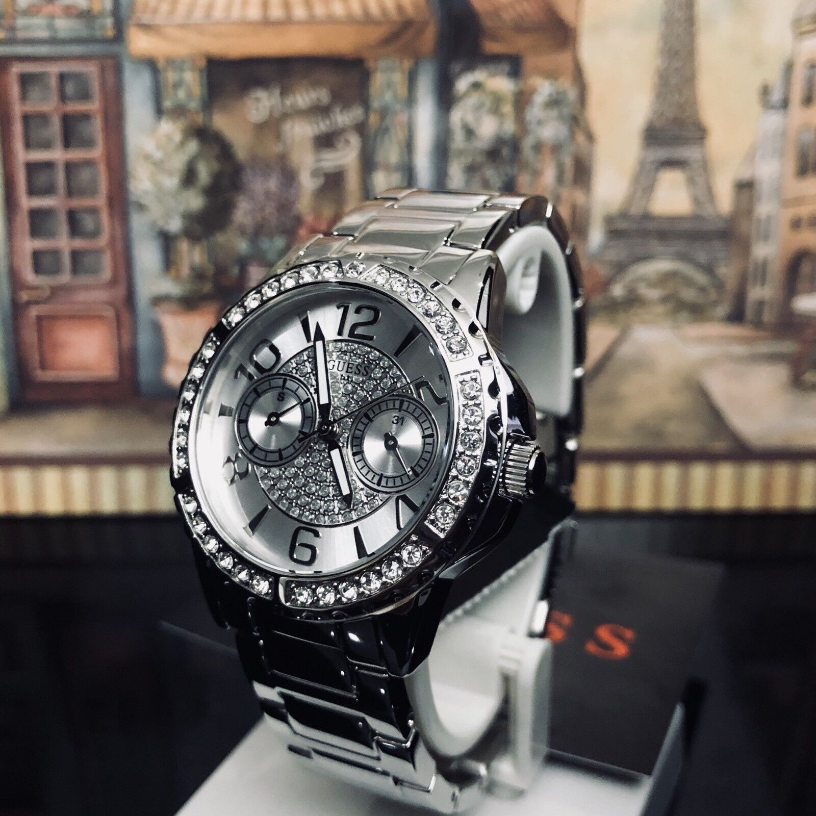 Guess Sassy Multifunction Quartz Silver Dial Silver Steel Strap Watch For Women - W0705L1