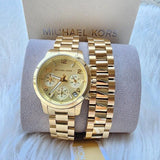  Shop Authentic Michael Kors Runway Chronograph Analog Gold Dial Gold Steel Strap Watch for Women - MK7452 - Luxxuri