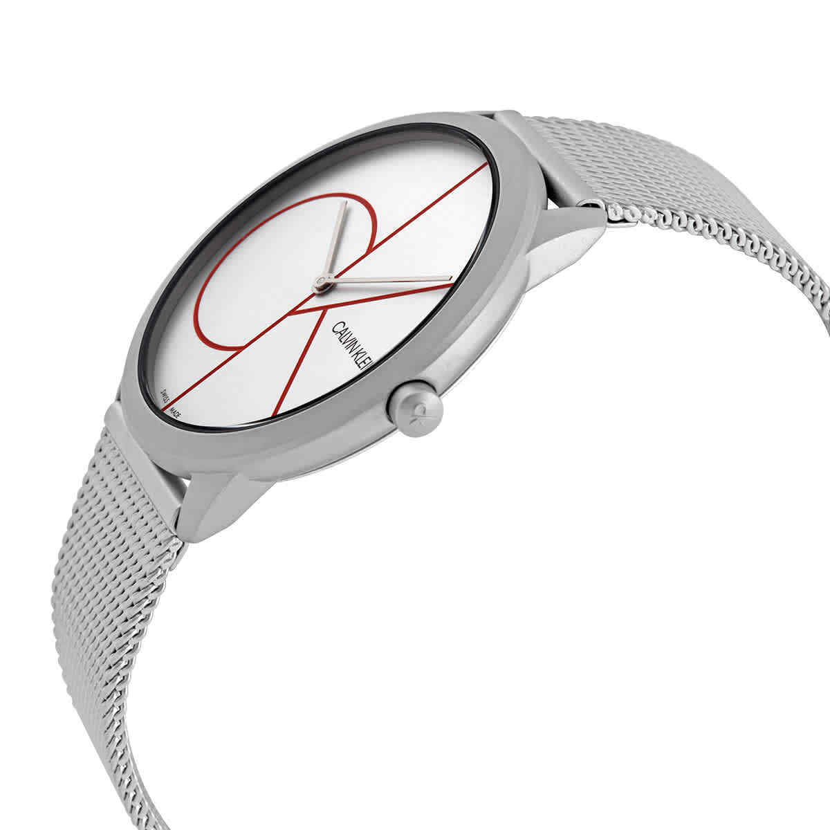  Shop Authentic Calvin Klein Minimal White Dial Silver Mesh Bracelet Watch for Women - K3M52152 - Luxxuri
