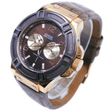  Shop Authentic Guess Rigor Analog Brown Dial Brown Leather Strap Watch For Men - W0040G3 - Luxxuri