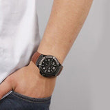 Shop Authentic Guess Rigor Analog Black Dial Brown Leather Strap Watch For Men - W0040G8 - Luxxuri