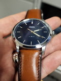  Shop Authentic Fossil Minimalist Blue Dial Brown Leather Strap Watch for Men - FS5304 - Luxxuri