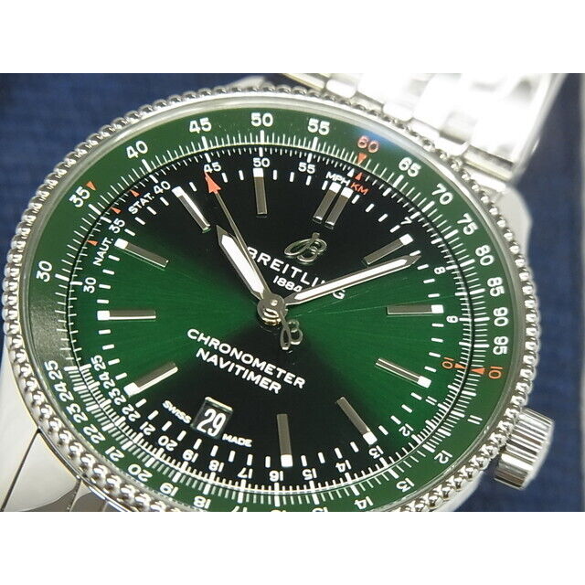 Shop Authentic Breitling Navitimer Automatic 41mm Green Dial Silver Steel Strap Watch for Men - A17326361L1A1 - Luxxuri