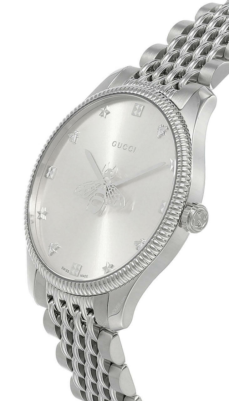 Gucci G Timeless Quartz Silver Dial Silver Steel Strap Watch For Women - YA1264153