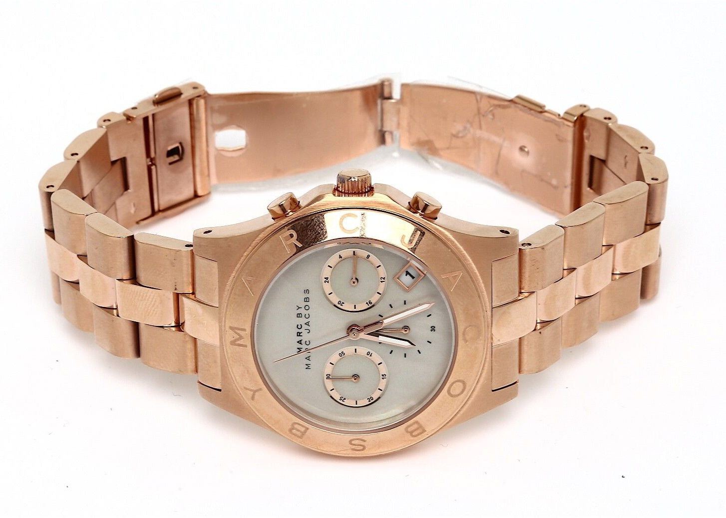  Shop Authentic Marc Jacobs Blade Chronograph Mother of Pearl White Dial Rose Gold Steel Strap Watch for Women - MBM8637 - Luxxuri