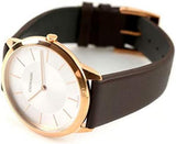  Shop Authentic Calvin Klein Minimal White Dial Brown Leather Strap Watch for Men - K3M216G6 - Luxxuri