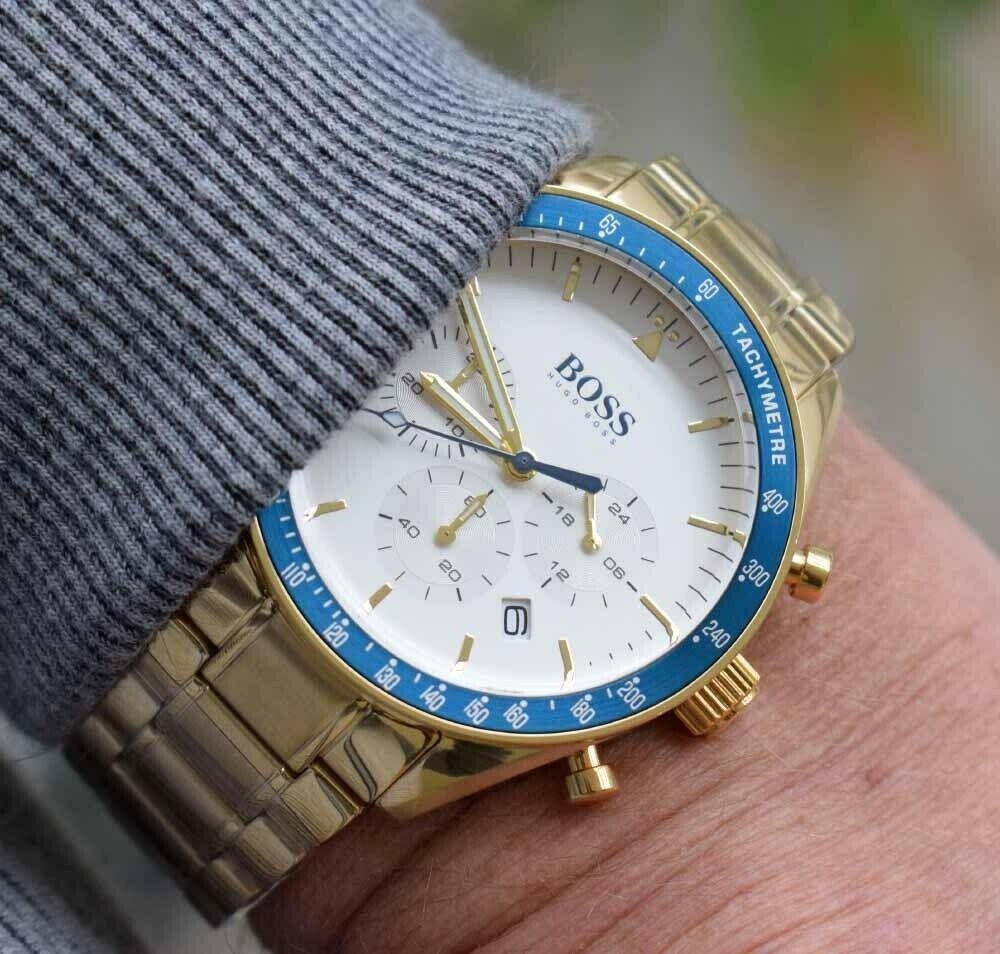  Shop Authentic Hugo Boss Trophy White Dial Gold Steel Strap Watch for Men - 1513631 - Luxxuri
