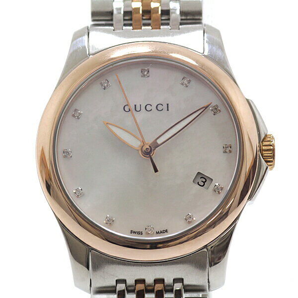  Shop Authentic Gucci G Timeless Diamonds Mother of Pearl Dial Two Tone Mesh Bracelet Watch For Women - YA126514 - Luxxuri