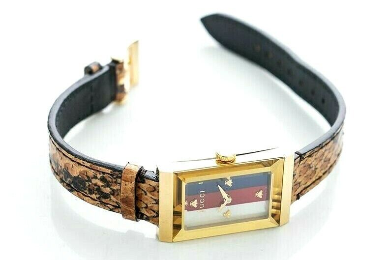  Shop Authentic Gucci G-Frame Mother of Pearl Dial Brown Leather Snakeskin Strap Watch For Women - YA147402 - Luxxuri