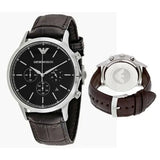  Shop Authentic Emporio Armani Renato Chronograph Black Dial Brown Leather Strap Watch For Men - AR2482 - Luxxuri