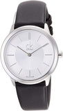  Shop Authentic Calvin Klein Minimal Silver Dial Black Leather Strap Watch for Women - K3M221C6 - Luxxuri