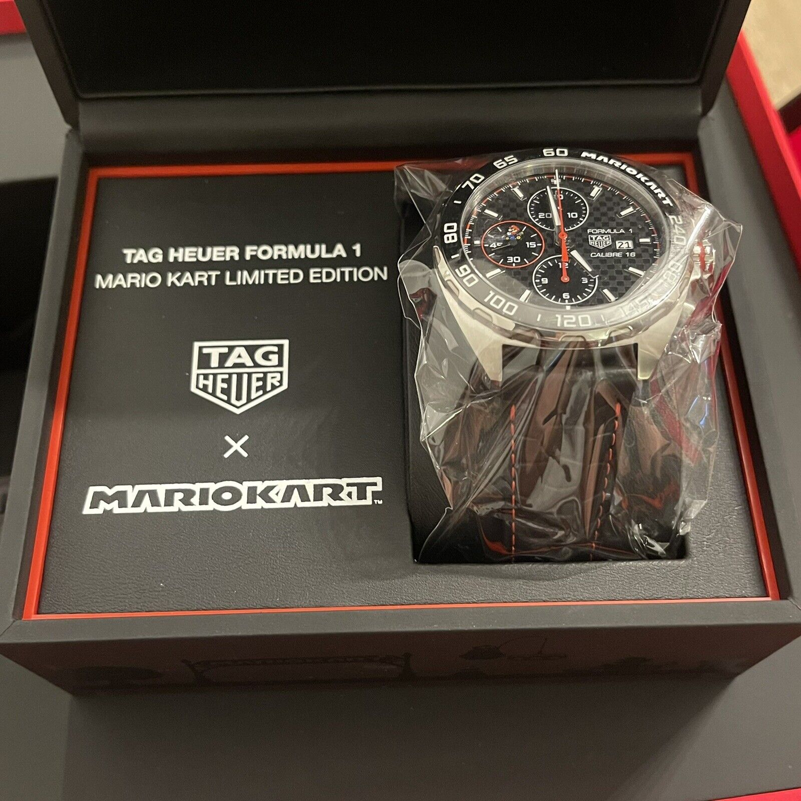  Shop Authentic Tag Heuer Formula 1 Mario Kart Chronograph Black Dial Black Leather Strap Watch for Men - CAZ201E.FC6517 - Luxxuri