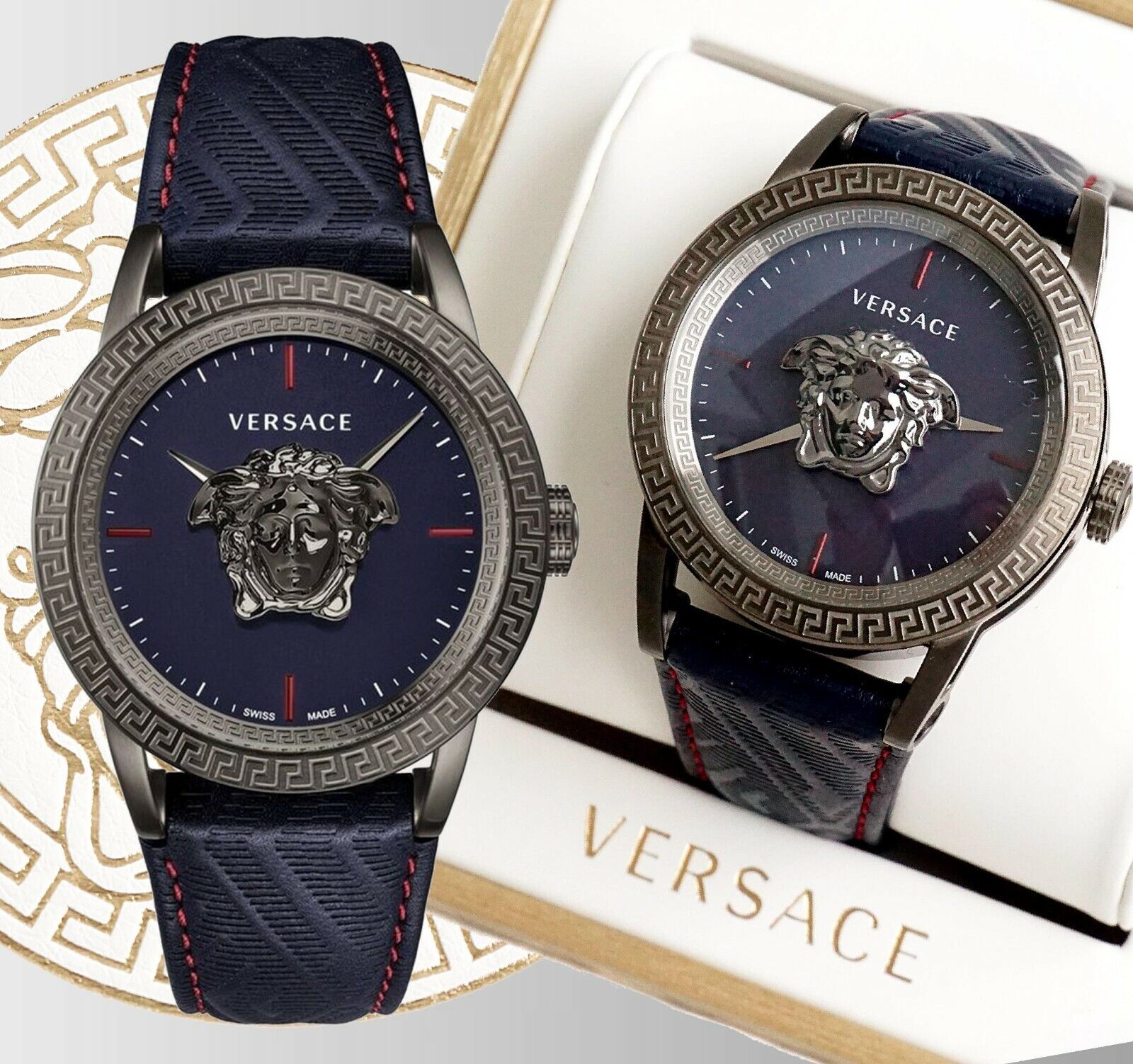  Shop Authentic Versace Palazzo Empire Black Dial Black Leather Strap Watch for Men - VERD00218 - Luxxuri